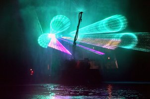 Lasershow vom Schiff auf der Ostsee
